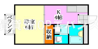 パストラルハウスC(1K/2階)の間取り写真