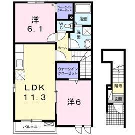 ロックフィールドIII(2LDK/2階)の間取り写真