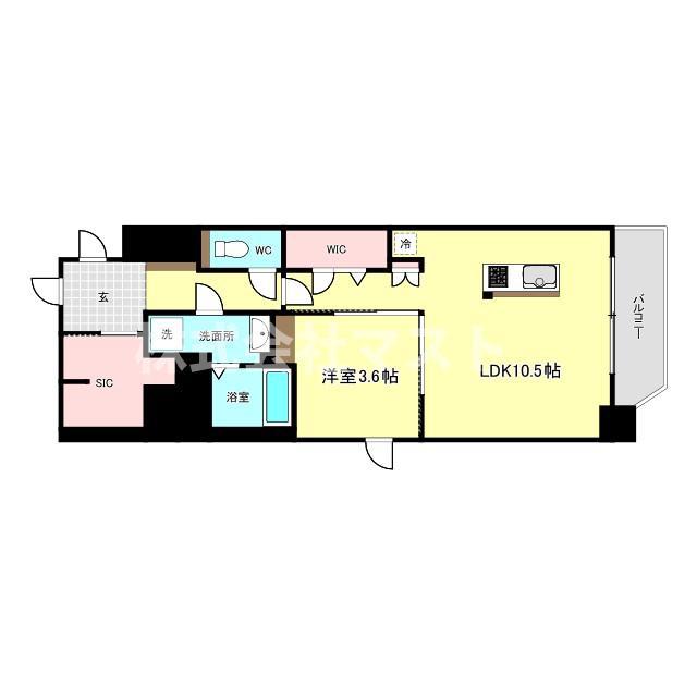 ファーストフィオーレ新町ファジスタ(1LDK/2階)の間取り写真