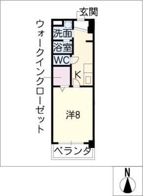 シャトー下米田(1K/3階)の間取り写真