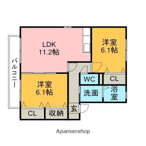 ブリエ21(2LDK/2階)の間取り写真