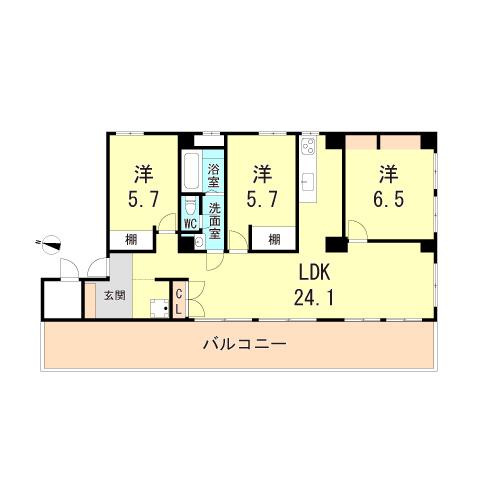 北野ガーデンヴィラ(3LDK/4階)の間取り写真