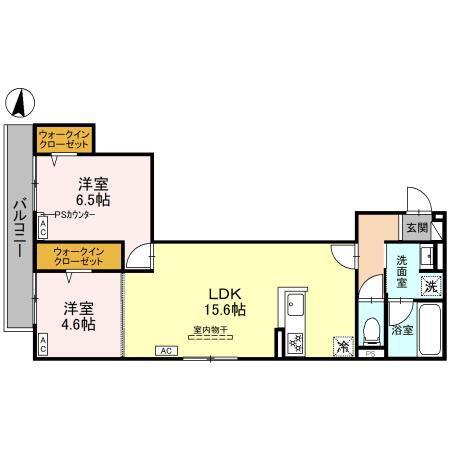 ハイダウェイ両替町(2LDK/1階)の間取り写真