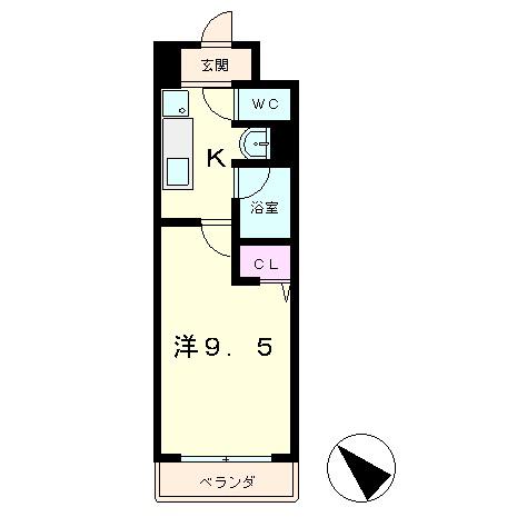 メゾンクレールIII(1K/2階)の間取り写真