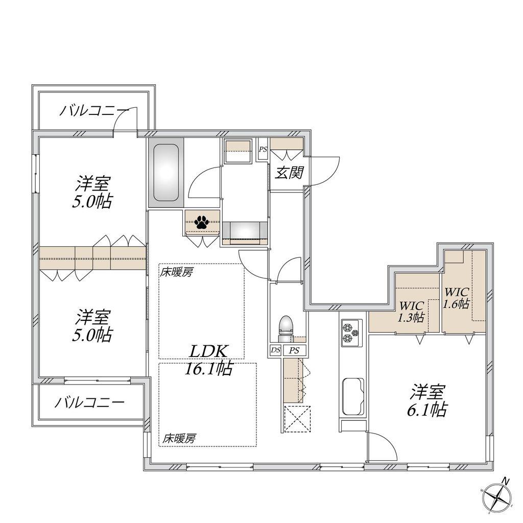 RAMPART(3LDK/3階)の間取り写真