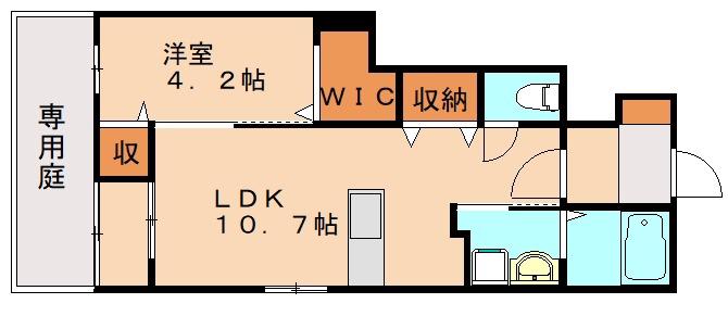 ボヌールII(1LDK/1階)の間取り写真