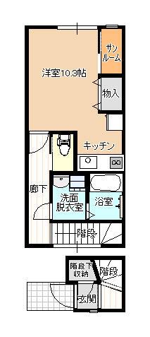 アバンティ中冨居C棟(ワンルーム/2階)の間取り写真