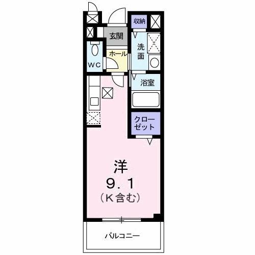 カーサ・ボニート(ワンルーム/1階)の間取り写真