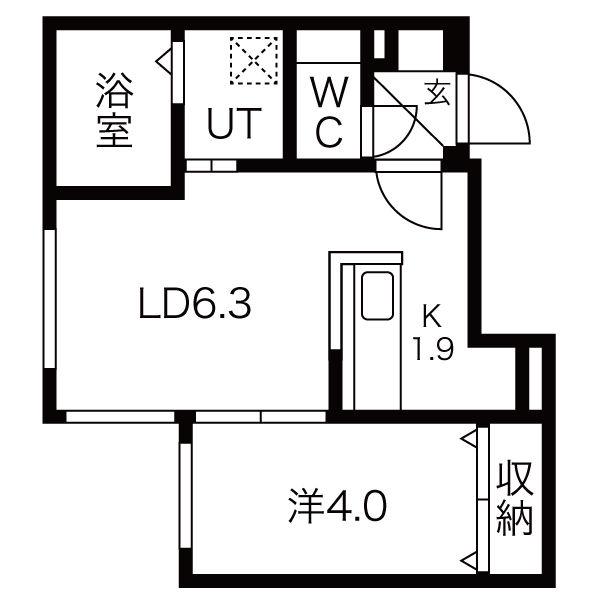 シティレジデンス北6条(1LDK/1階)の間取り写真