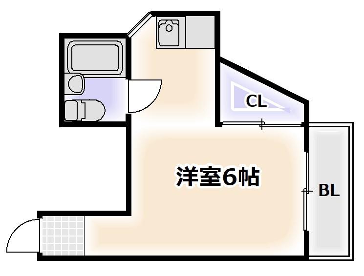 ルンルン桃ヶ池(ワンルーム/3階)の間取り写真