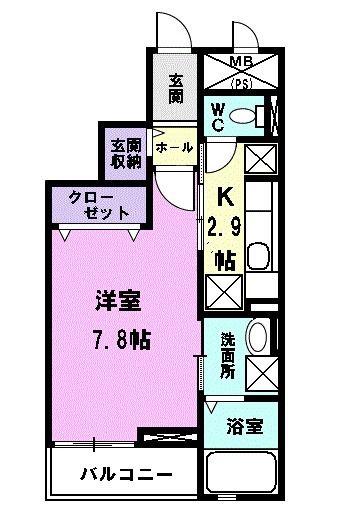 グラツィオーネ(1K/3階)の間取り写真