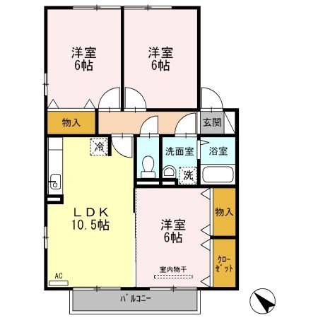ウィステリアウィルモアI(3LDK/2階)の間取り写真