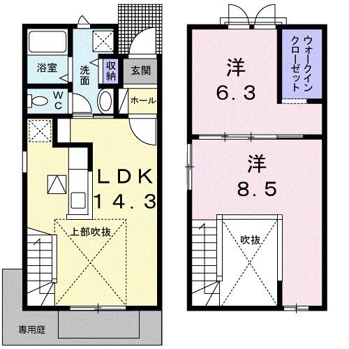 ハウスプリムローズ V(2LDK/1階)の間取り写真