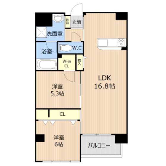 GLC新大江(2LDK/5階)の間取り写真