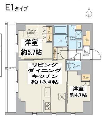 クレストコート東日暮里(2LDK/8階)の間取り写真