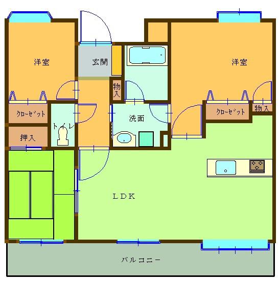 エイルヴィラ城山東パークアベニュー(3LDK/5階)の間取り写真