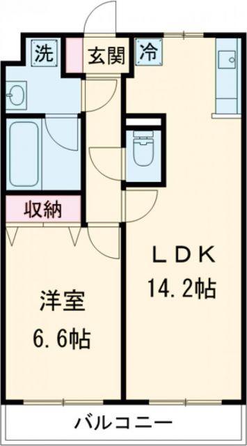 サウスヒルズ(1LDK/3階)の間取り写真