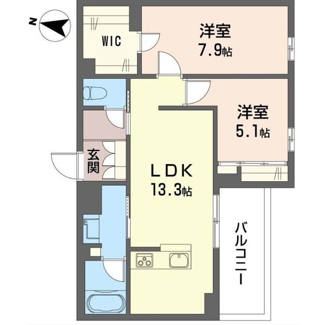 ルトリコ浦和II(2LDK/1階)の間取り写真