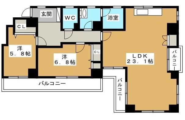 ウイン高尾(2LDK/4階)の間取り写真