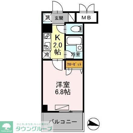 カスタリア住吉(1K/7階)の間取り写真