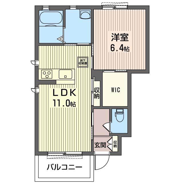 エバーグリーンE(1LDK/1階)の間取り写真