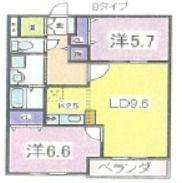 アリビオ22成島南館(2LDK/2階)の間取り写真
