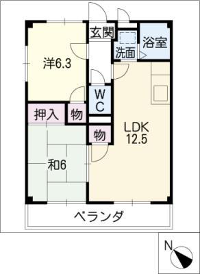 ライフ21レイク(2LDK/3階)の間取り写真