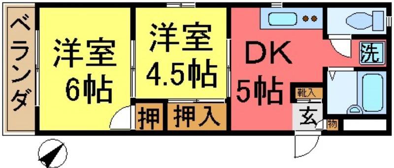 モア・ジョイフル(2DK/2階)の間取り写真