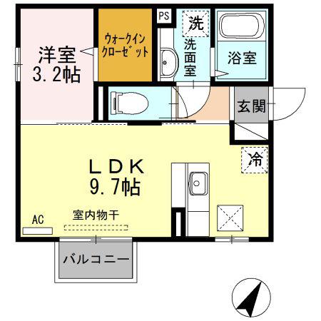 マリオンIII(1LDK/1階)の間取り写真