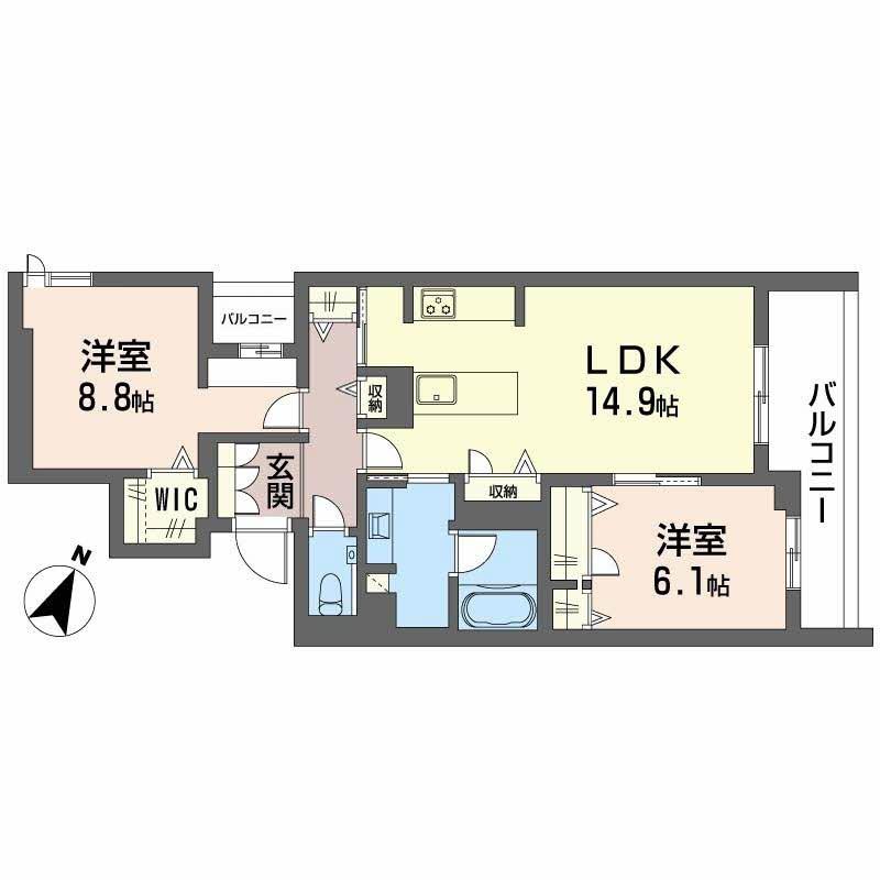 グレイス神戸住吉(2LDK/4階)の間取り写真