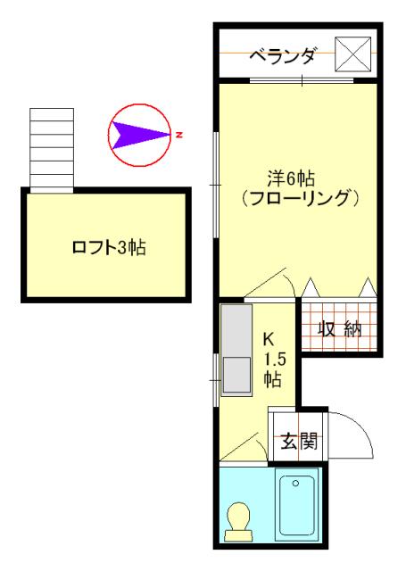 シュガーハウス(1K/1階)の間取り写真