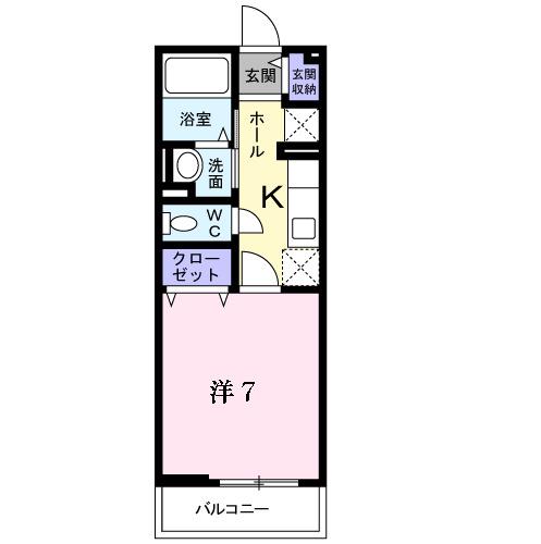 コメンサール(1K/2階)の間取り写真