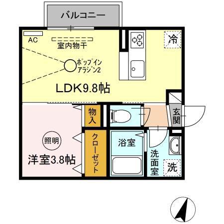 プレステージIII(1LDK/2階)の間取り写真