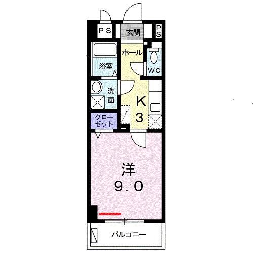 ルピナス HIGA(1K/4階)の間取り写真