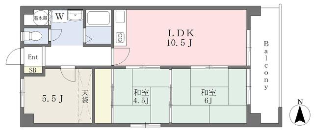 ニューコーポ植田I(3LDK/2階)の間取り写真