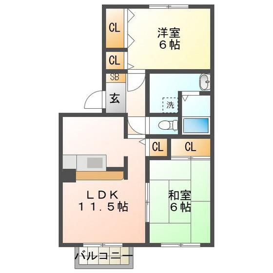 セントポーリアAF(2LDK/2階)の間取り写真