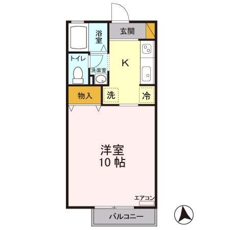 リビングタウン広丘 A/B(1K/1階)の間取り写真