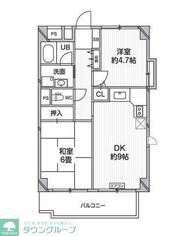 TS GAEDEN一橋学園(2DK/4階)の間取り写真