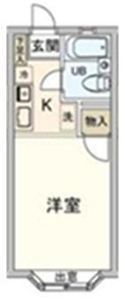 クロノス船橋日大前(1K/1階)の間取り写真