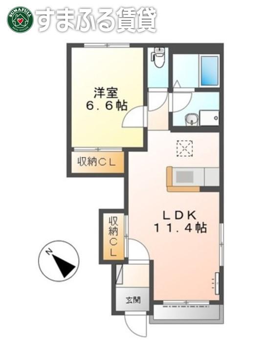 メゾン オオイソ(1LDK/1階)の間取り写真