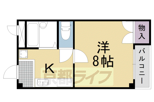 ラクール小野(1K/2階)の間取り写真