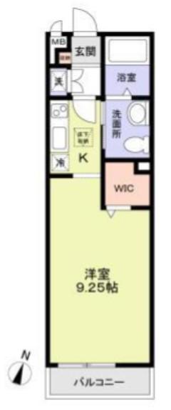 ユグランス北浦和(1K/2階)の間取り写真