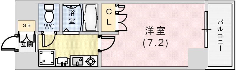 エスポワール三宮PARTII(1K/4階)の間取り写真