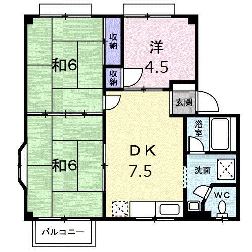 コスモハイツTURU(3DK/2階)の間取り写真