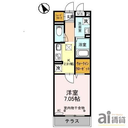 アルカンシエル(1K/1階)の間取り写真