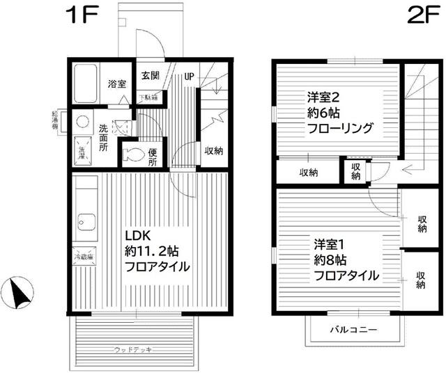 ミント・アヴェニュ B棟(2LDK/2階)の間取り写真