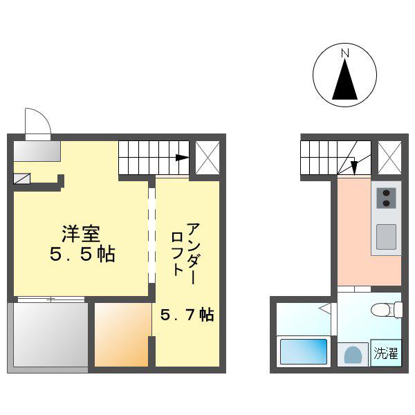 地下鉄鶴舞線 庄内通駅 徒歩8分 2階建 築14年(1SK/1階)の間取り写真