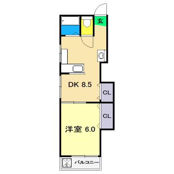 イトウマンションIII(1DK/2階)の間取り写真