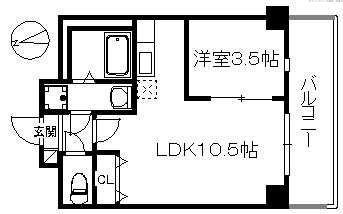 アリエス今宿Ⅱ(1LDK/2階)の間取り写真