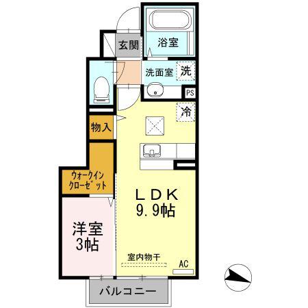 ゆららII(1LDK/1階)の間取り写真